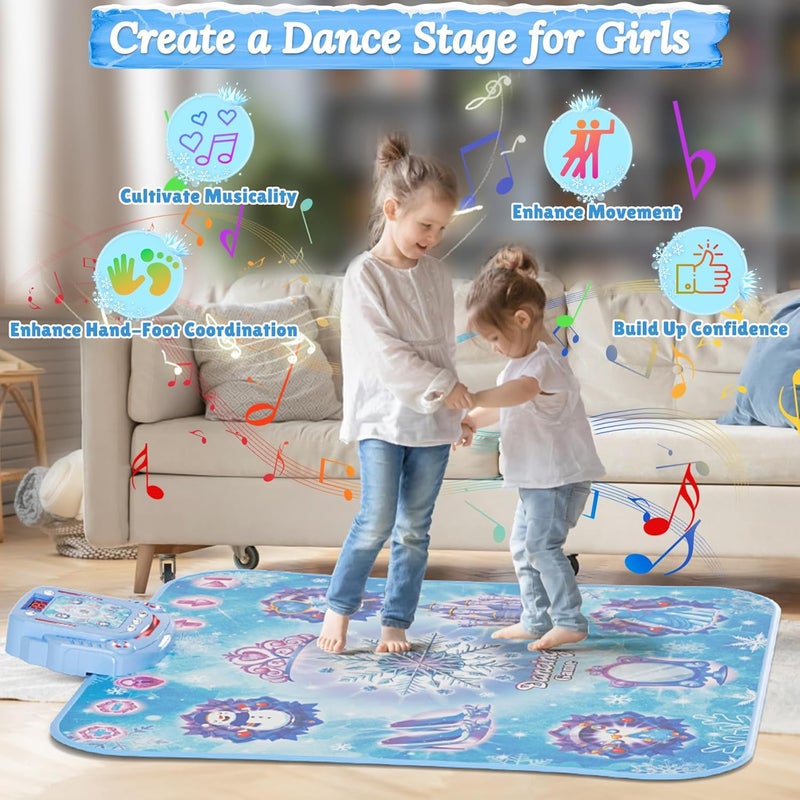 Handwell Dance Mat Toys Girl Gift: 8-Button Frozen Dance Pad Wireless Bluetooth Electronic Dance Game for Kids with 4 Game Modes LED Light Built-in Music Birthday Gifts for 3 4 5 6 7 8 9 10+ Years Old Girls - Image 2